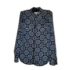 Michael Kors Zip Front Shirt Roll-tab Sleeves EUC
